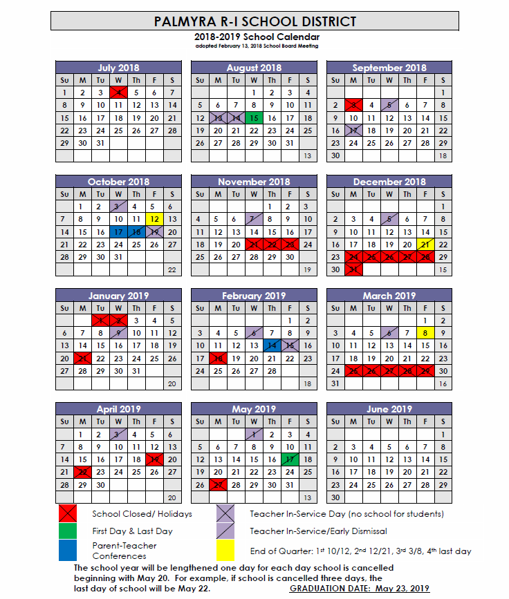2018-2019 District Calendar